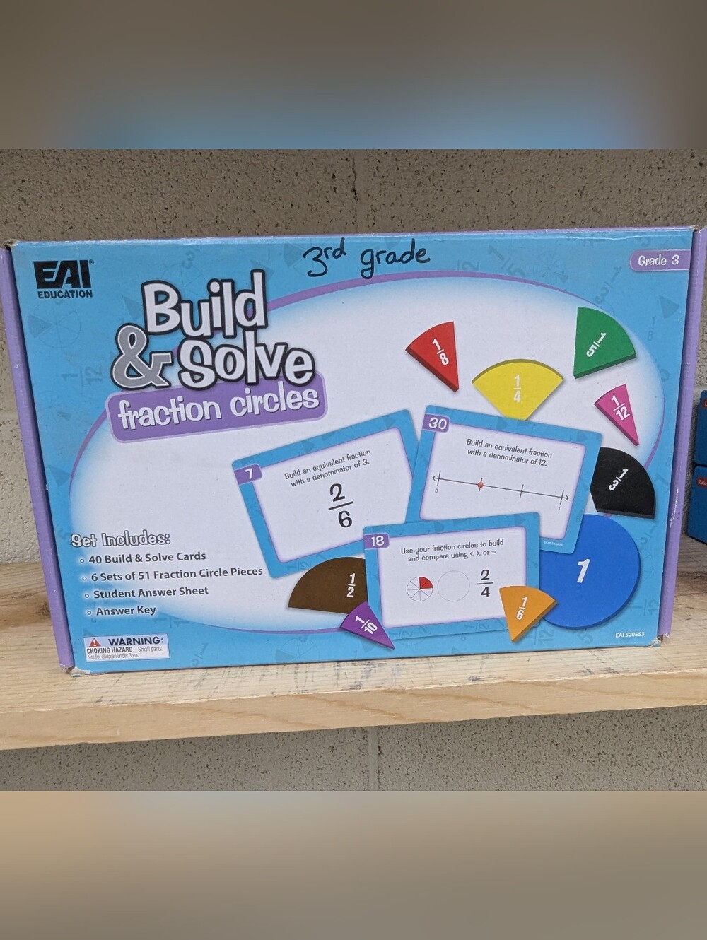 EAI Education "Build & Solve" Fraction Circles Set – 3rd Grade Edition